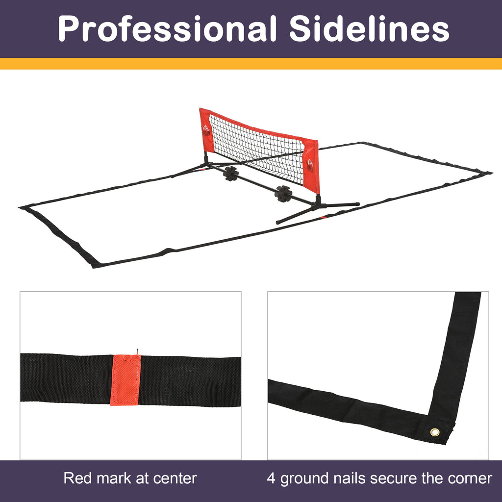 10ft Portable Soccer Tennis/Pickleball/Badminton/Mini Tennis Net w/ Sideline for Training with Included Storage Bag, Red