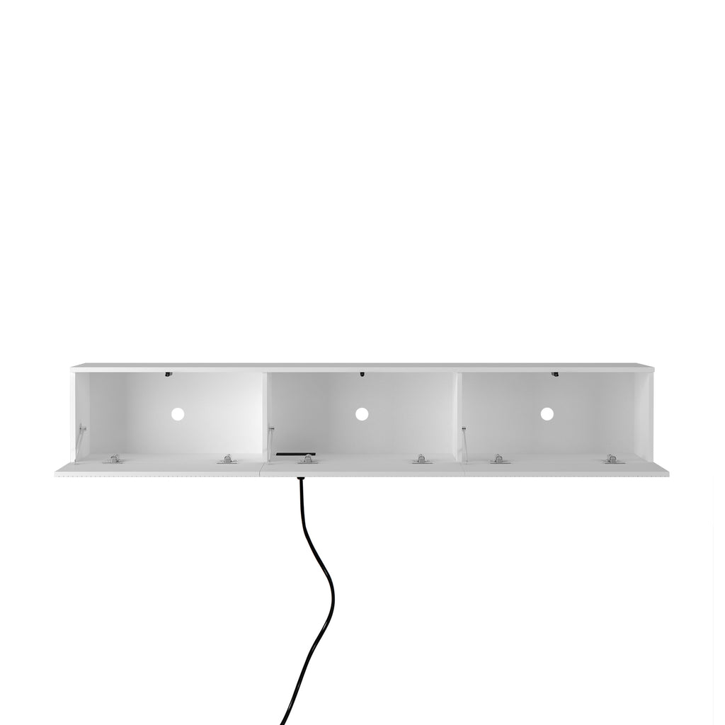 Floating TV Stand Wall Mounted With 16 Color LEDs, Modern TV Stand, Floating TV Cabinet Entertainment Center For 55 60 65 Inch TV