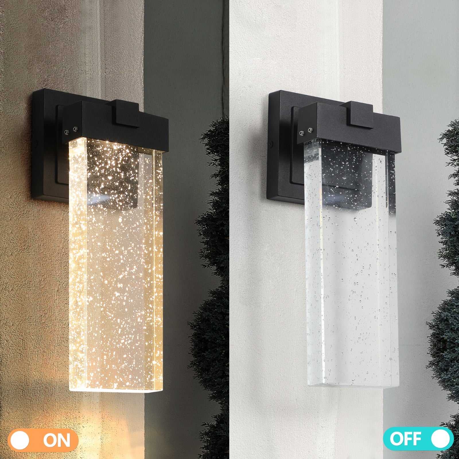 Outdoor Waterproof Transparent LED Crystal Wall Lamp  2 Packs With Light Sense