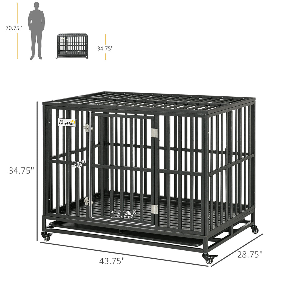 44'' Strong Pet Dog Crate Mobility Cage w/ Playpen & Removeable Tray