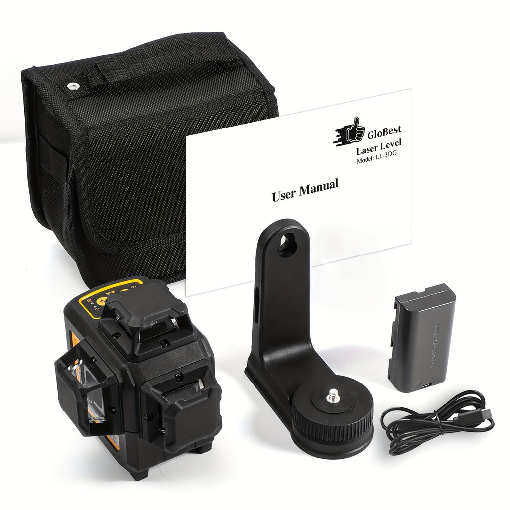 Self Leveling Laser Level Tool, 3x360 Line Lasers, 12 Lines Green Beam Leveler Tool, With Self-leveling, Manual, Pulse Mode, Lazer Level With 360 Magnetic Base And Rechargeable Battery