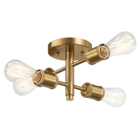 Ephemeral Four Lights Semi Flush Mount Retro Hallway Kitchen Bedroom Living Room Ceiling Pendant 11 W X 6.5 H