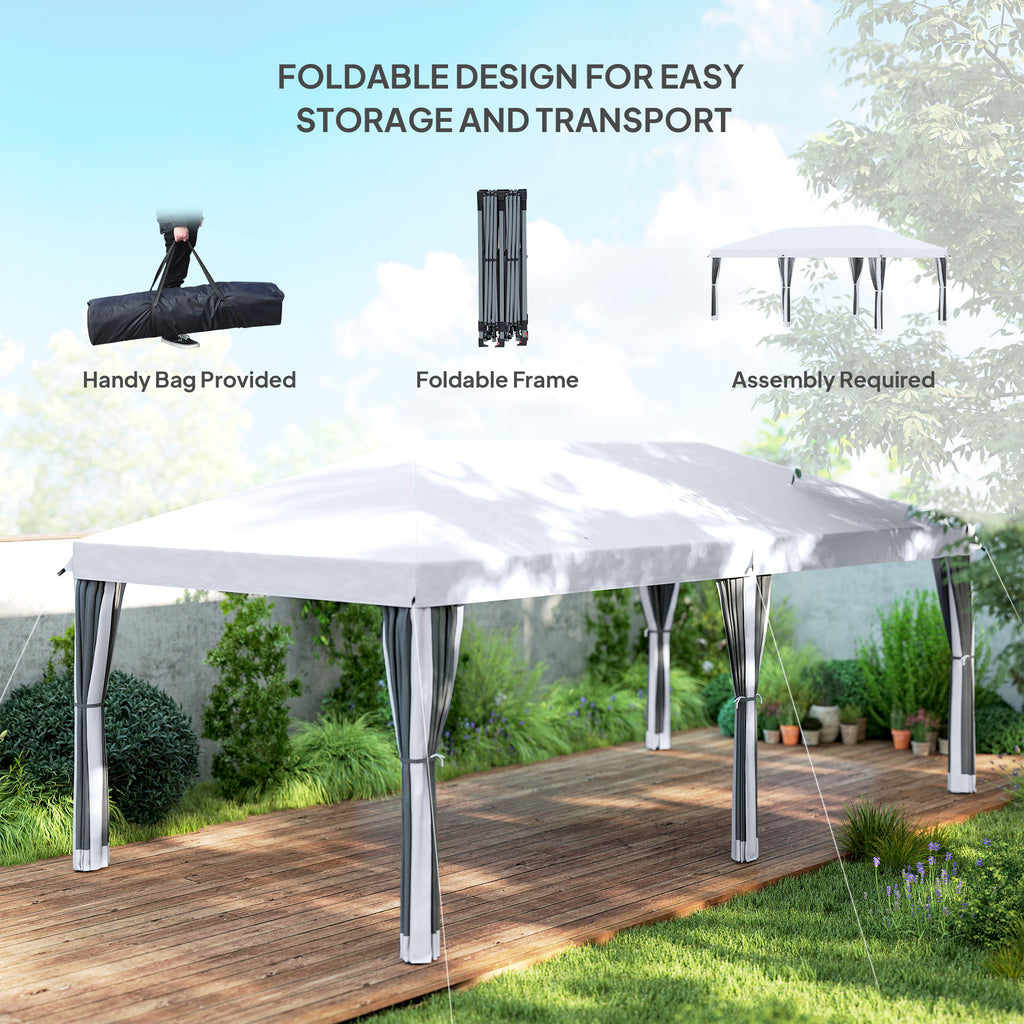 10' x 20' Pop Up Canopy Tent with Netting, Heavy Duty Instant Sun Shelter, Large Tents for Parties with Carry Bag for Outdoor, Garden, Patio, Cream White