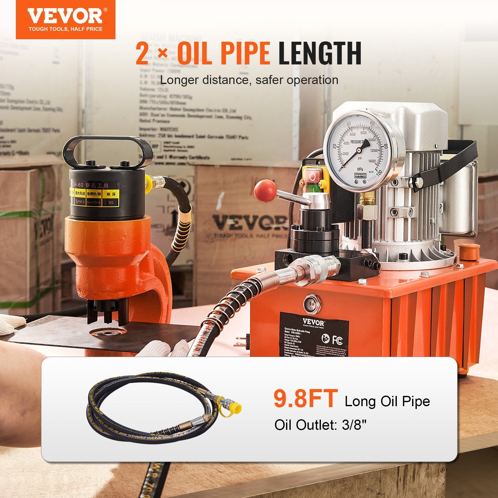 Electric Hydraulic Pump, 10000 PSI 750W 110V, 488 In³/8L Capacity, Double Acting Manual Valve, Electric Driven Hydraulic Pump Power Pack Unit With Lever Switch For Punching/Bending/Jack Machines