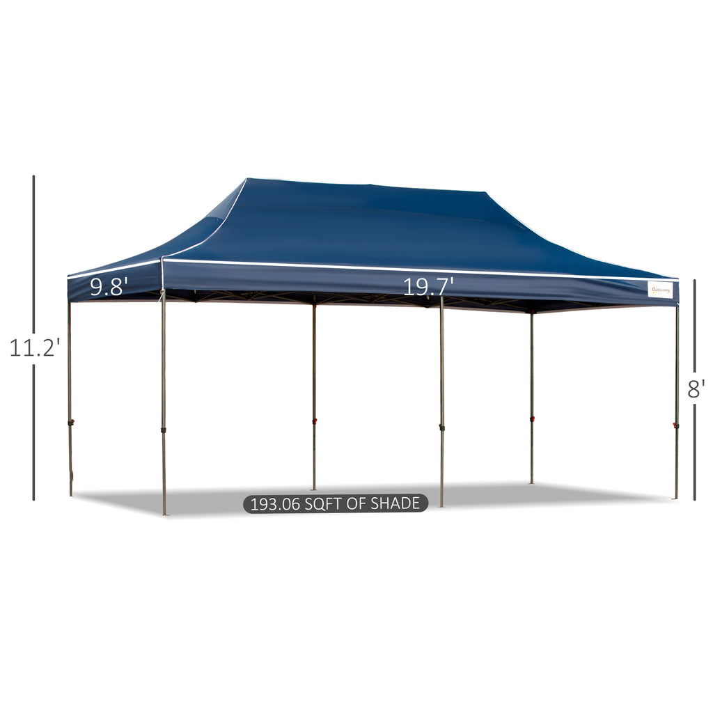 10' x 20' Pop Up Canopy Tent with Sidewalls & Doors, Instant Tents for Parties with Wheeled Carry Bag, Height Adjustable, for Outdoor, Garden, Patio, Blue