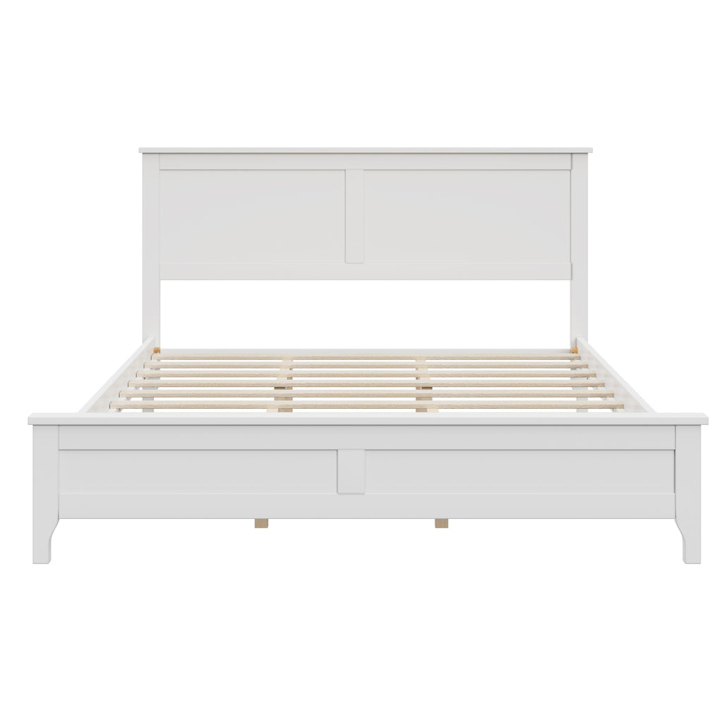 Modern White Solid Wood Queen Platform Bed