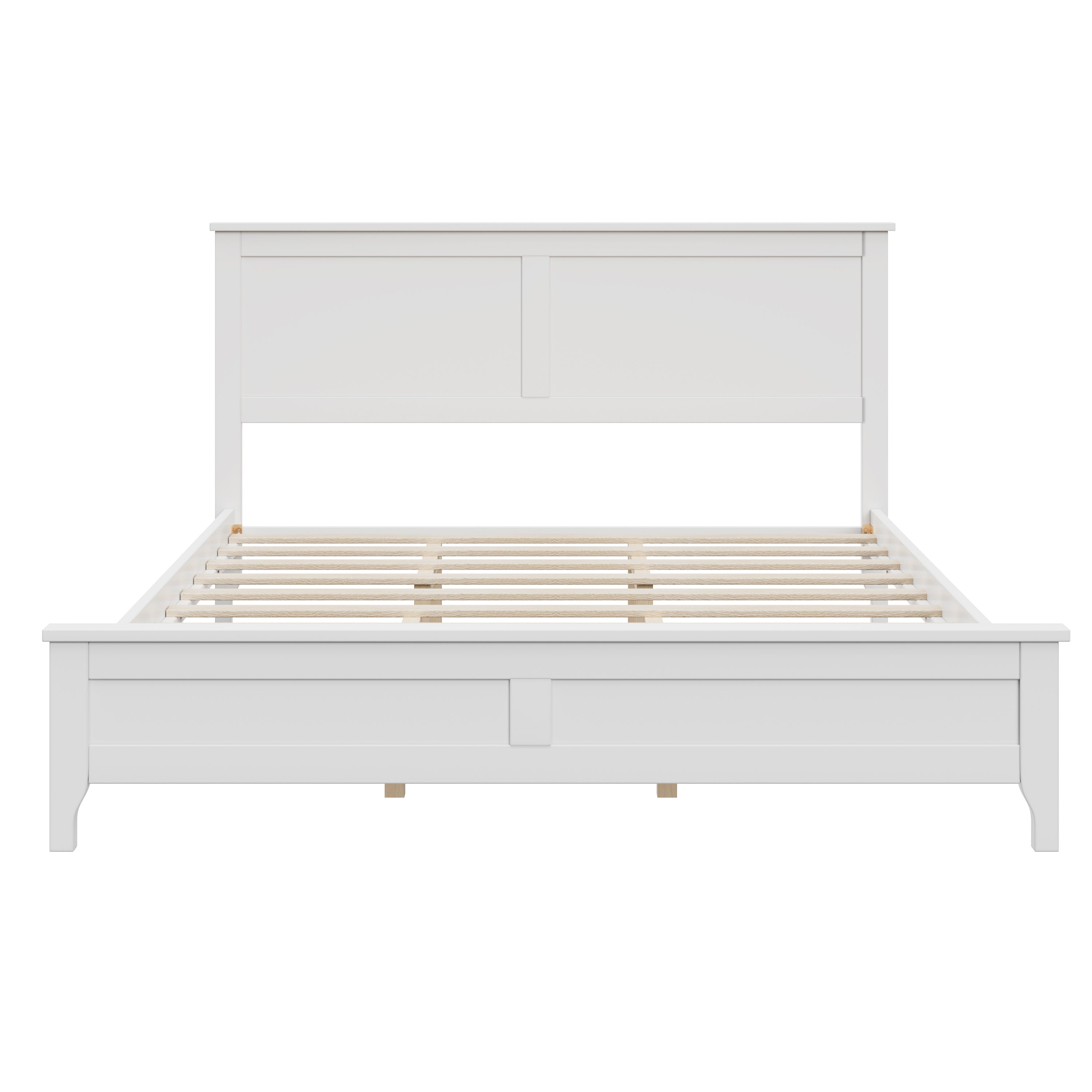 Modern White Solid Wood Queen Platform Bed