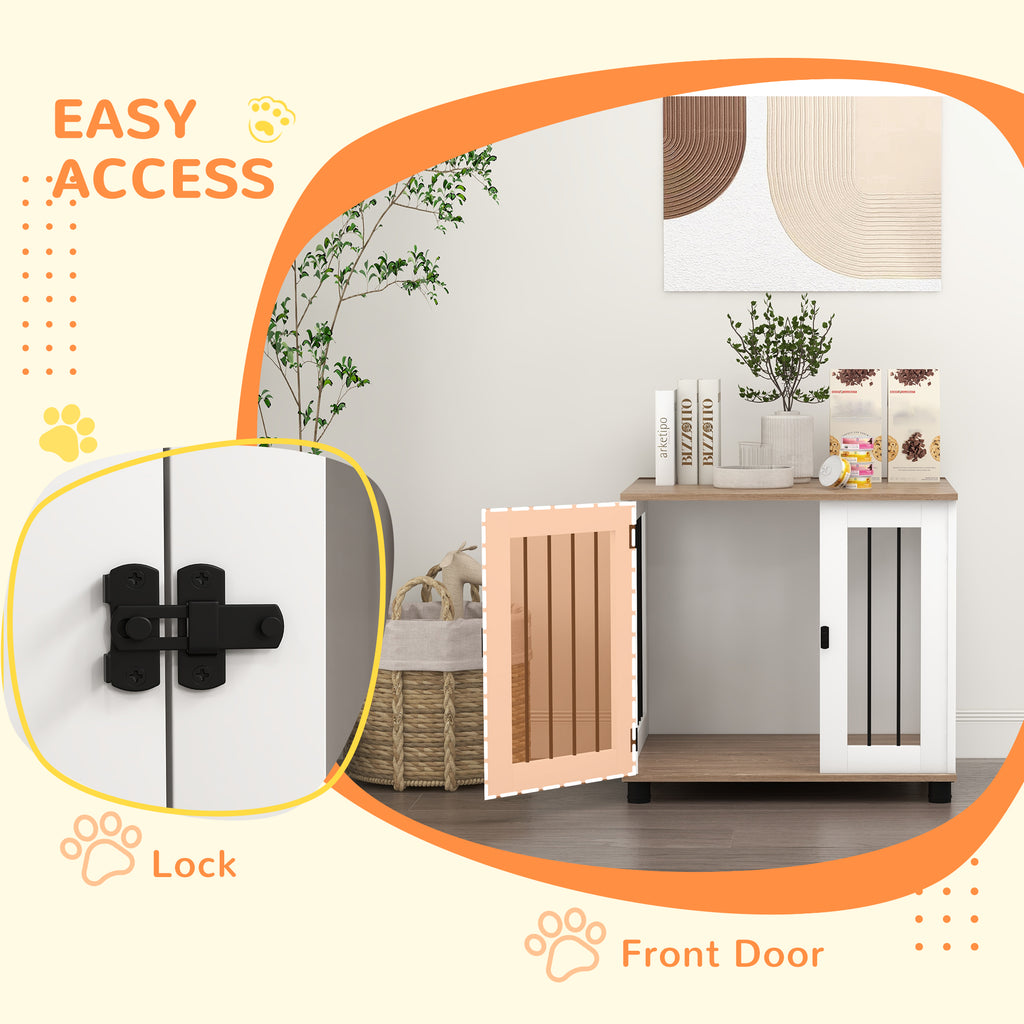 Dog Kennel Furniture Side End Table Indoor with Lockable Door