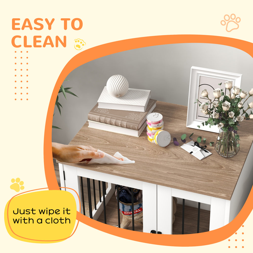 Dog Kennel Furniture Side End Table Indoor with Lockable Door