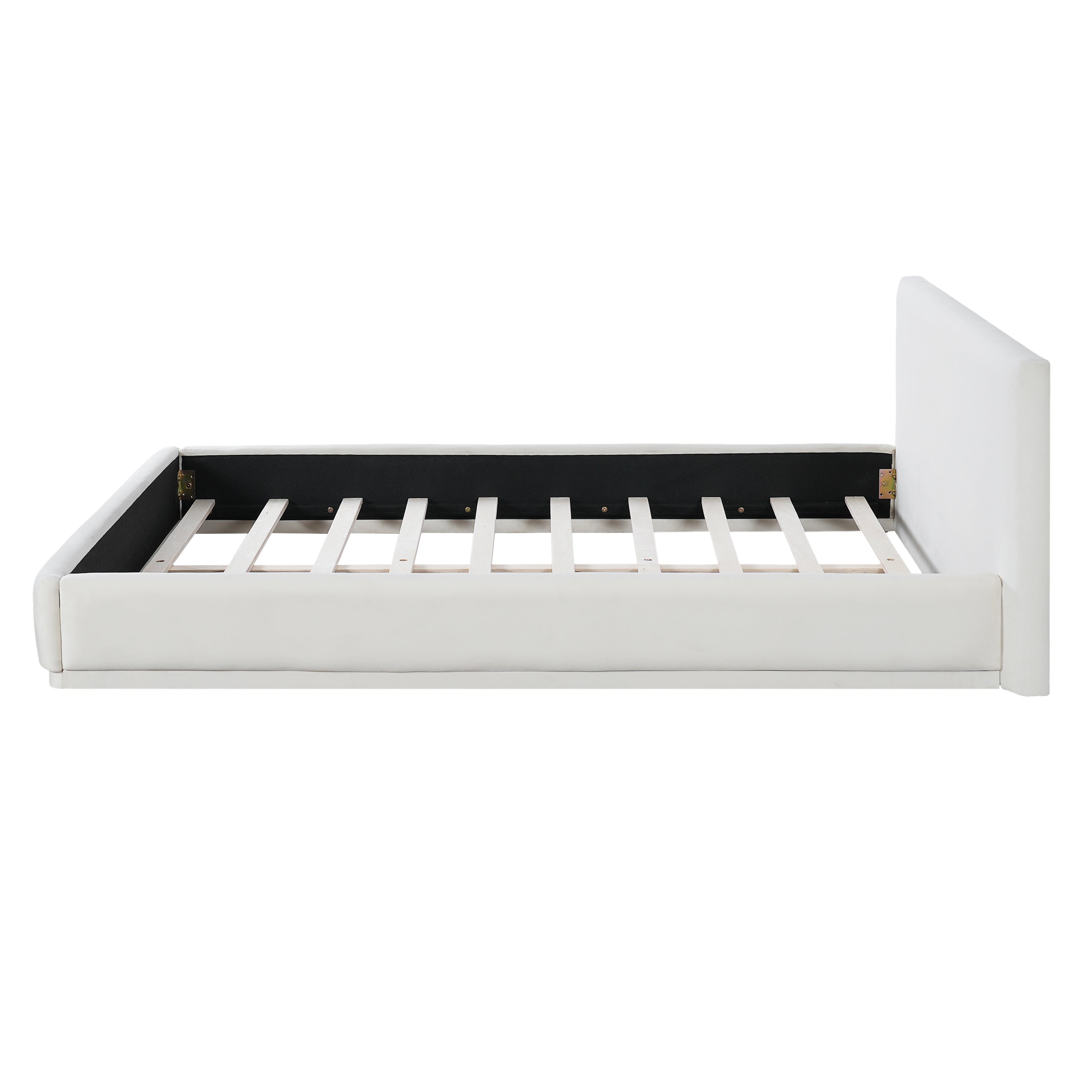 Soft And Comfortable Upholstered Bed. Luxurious And Cozy Bedroom Centerpiece, King Size, White