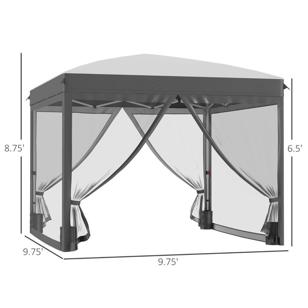 Outsunny 10' X 10' Pop Up Canopy Tent With Netting, Instant Sun Shelter, Tents For Parties, Height A