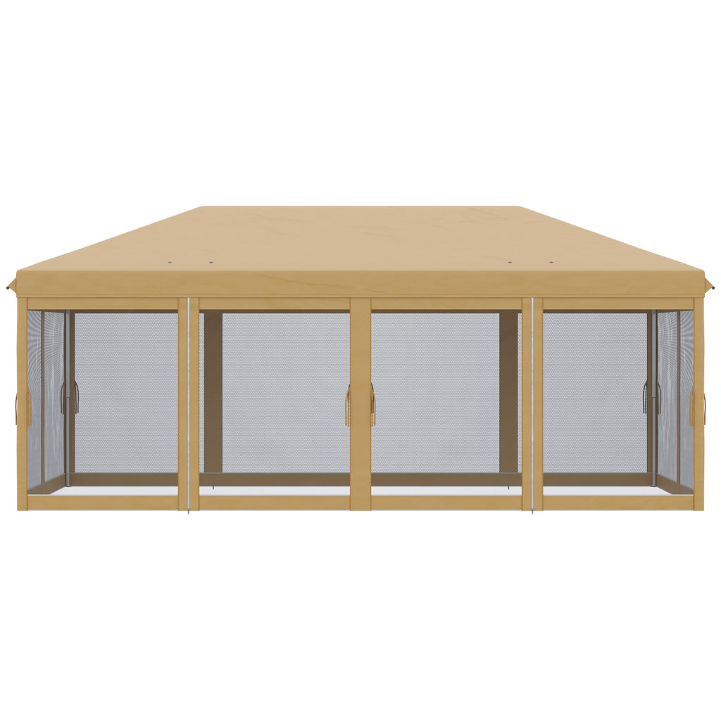 Outsunny 10' X 20' Pop Up Canopy Tent With Netting, Heavy Duty Instant Sun Shelter, Large Tents For