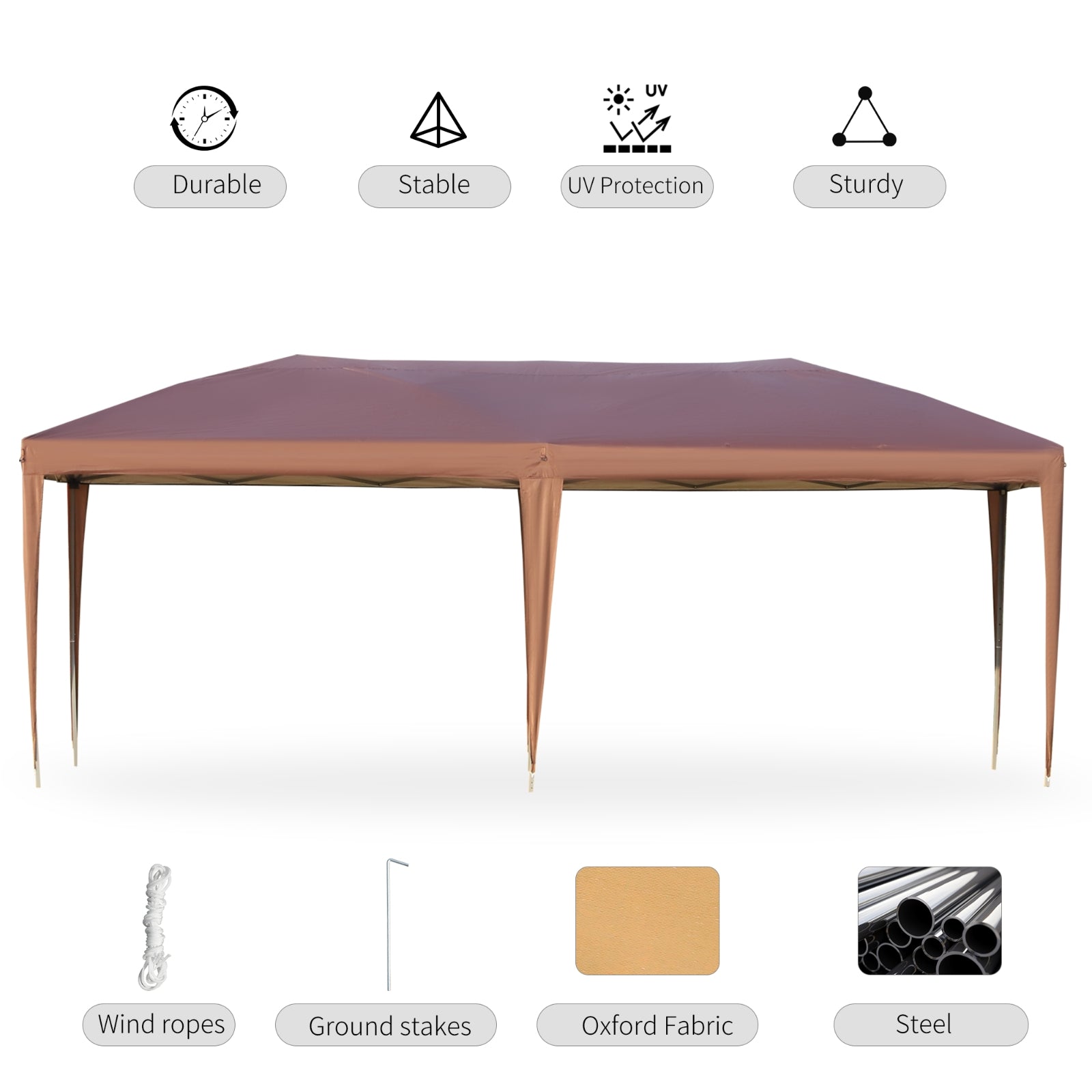 Outsunny 10' X 19.2' Pop Up Canopy Tent, Heavy Duty Tents For Parties, Outdoor Instant Gazebo Sun Sh