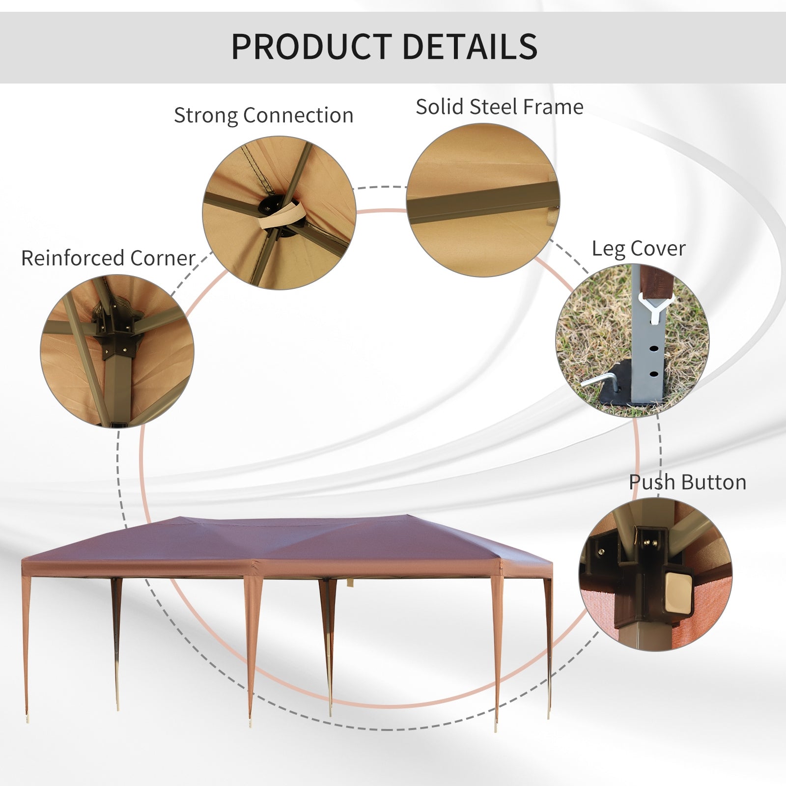 Outsunny 10' X 19.2' Pop Up Canopy Tent, Heavy Duty Tents For Parties, Outdoor Instant Gazebo Sun Sh