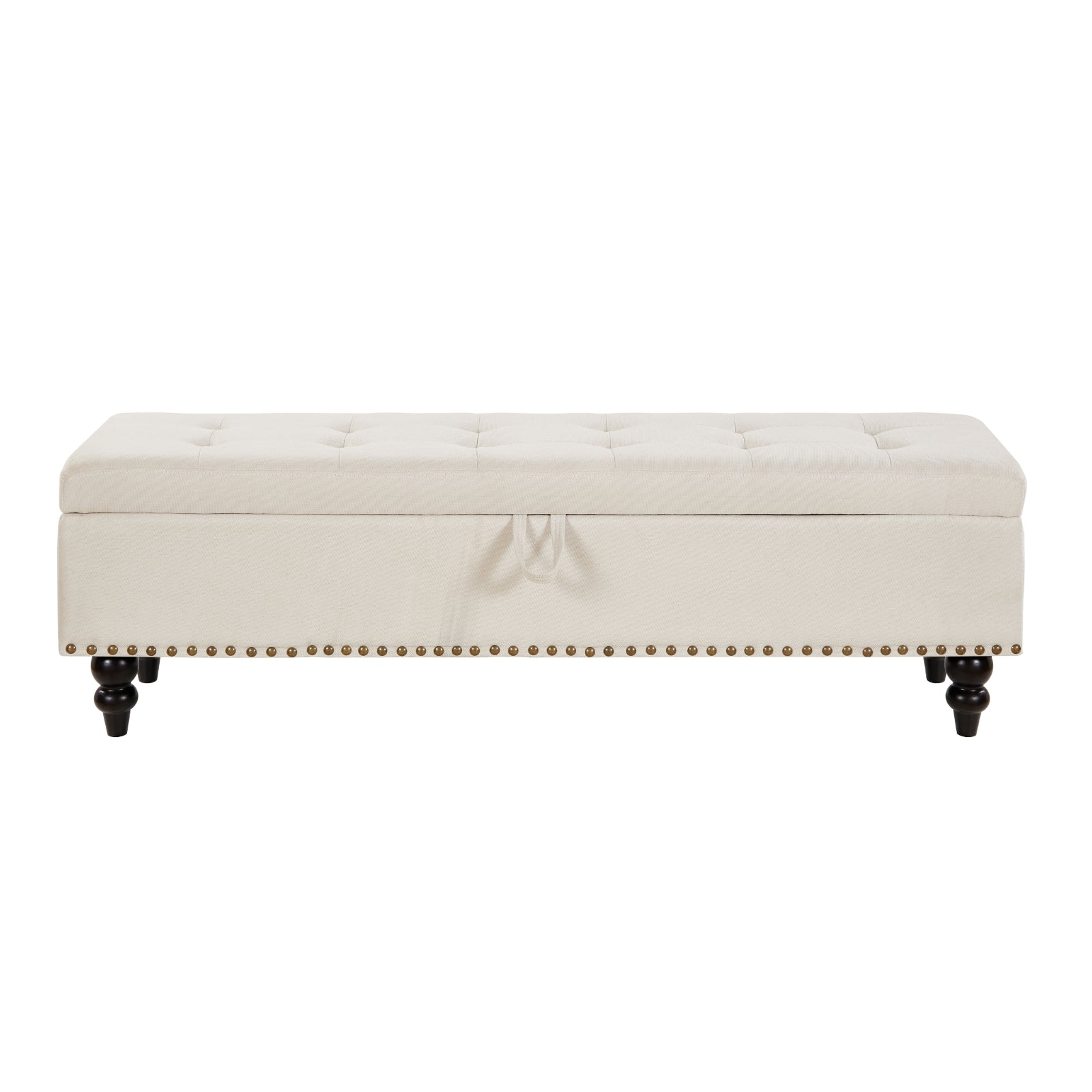 59 Bed Bench Ottoman With Storage Beige Fabric