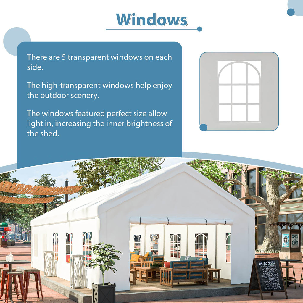 Party Tent Heavy Duty, Large Wedding Event Shelters With 2 Storage Bags & Removable Sidewalls, Outdoor Canopy Gazebo Commercial Tents For Parties Carport Camping Garden Patio