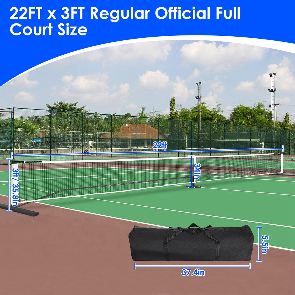 1Set Portable Pickleball Net Set 22ft Regulation Size Net Pickle Ball Net System With 4 Pickleballs 4 Paddles Carrying Bag For Driveway Yard