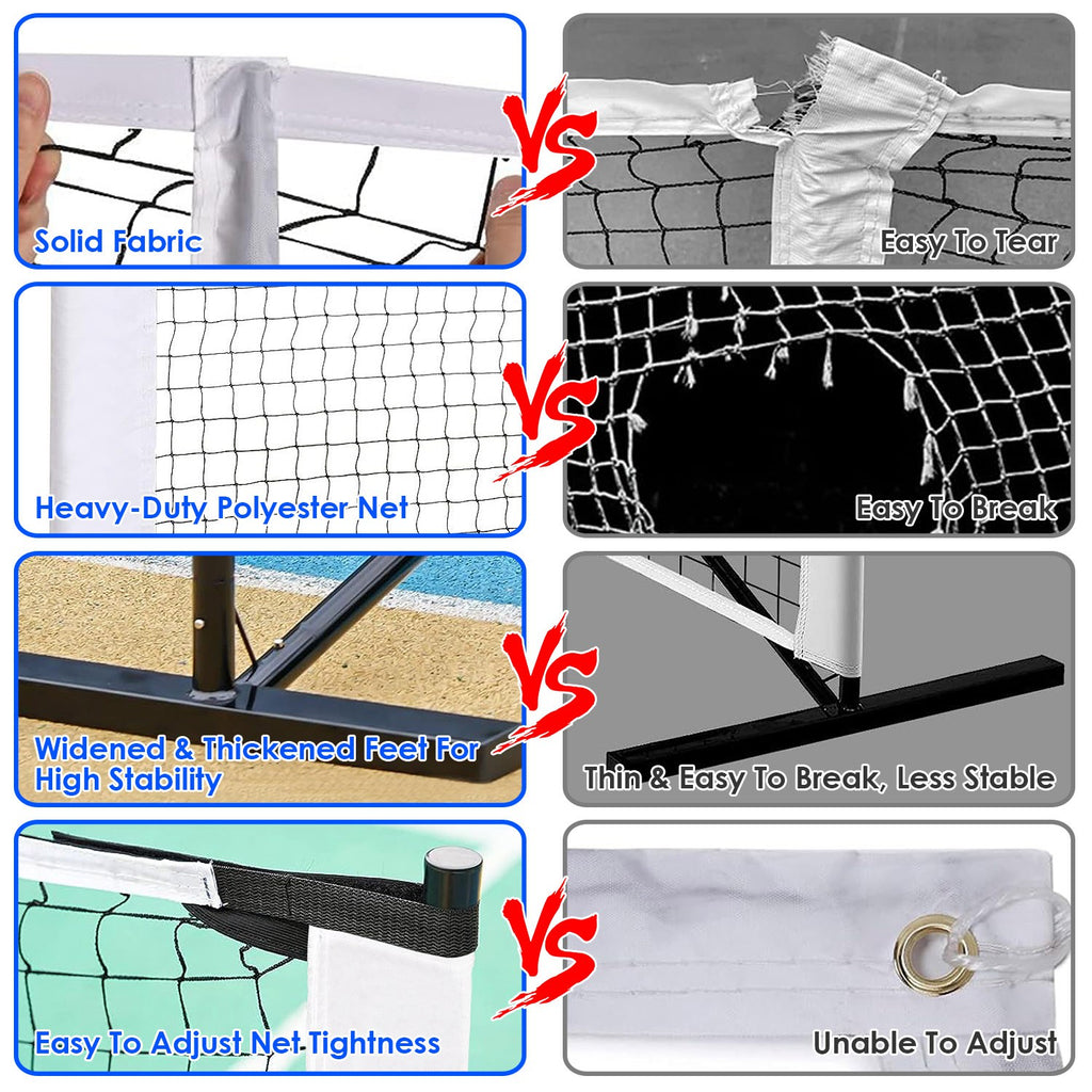 1Set Portable Pickleball Net Set 22ft Regulation Size Net Pickle Ball Net System With 4 Pickleballs 4 Paddles Carrying Bag For Driveway Yard