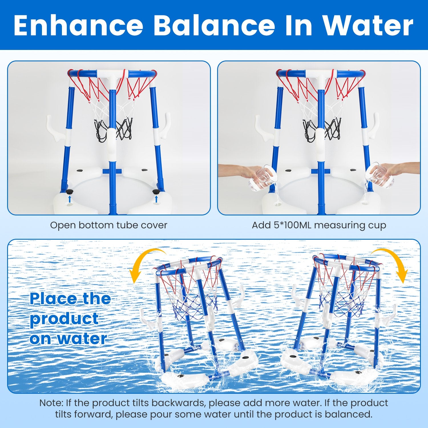 1Set Summer Pool Basketball Hoop Toy Set With 4 Basketballs 4 Circles Floating Swimming Pool Basketball Games Poolside Water Play Toy For 3 To 12Years Old Kids Adults