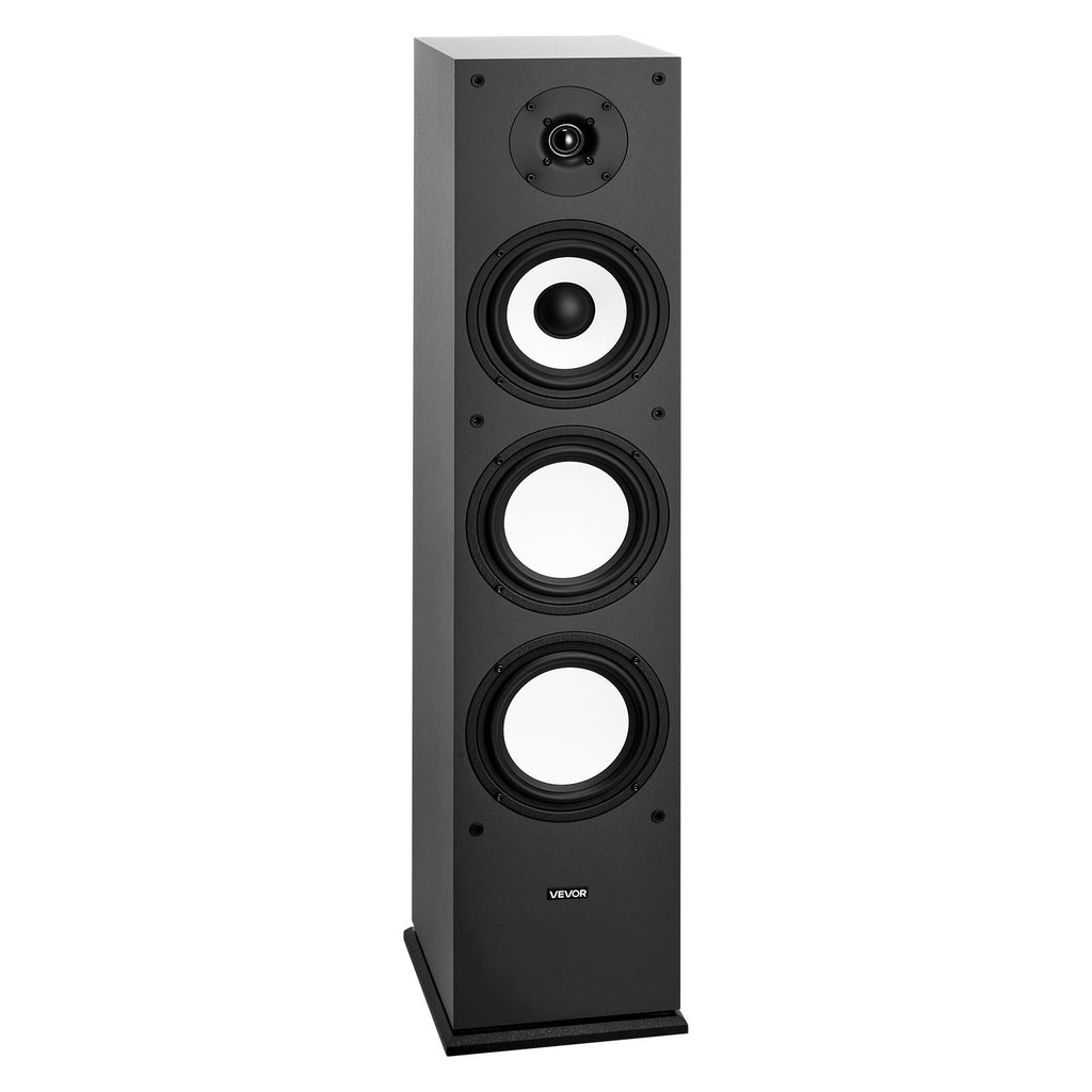 Floorstanding Speaker, 2-Way, Floor-Standing Tower Speaker With 1-Inch Tweeter, 6.5-Inch Woofer, 200W Peak Power, 70Hz–20kHz Frequency Response, Durable MDF Enclosure, For Home Audio, Single