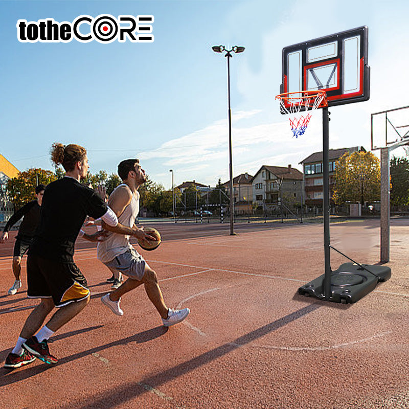 TotheCORE Basketball Stand 4.43-10.00ft Adjustable Portable Basketball Hoop & Goal PC Backplate, Large Base & Wheels