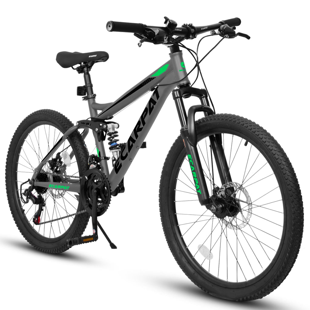 A2760  27.5 Inch Full Suspension Mountain Bike, Front And Rear Dual Shock Absorbers, Mechanical Disc Brakes, 21-Speed, Suitable For Men And Women, Ideal For Travel And Fitness Enthusiasts