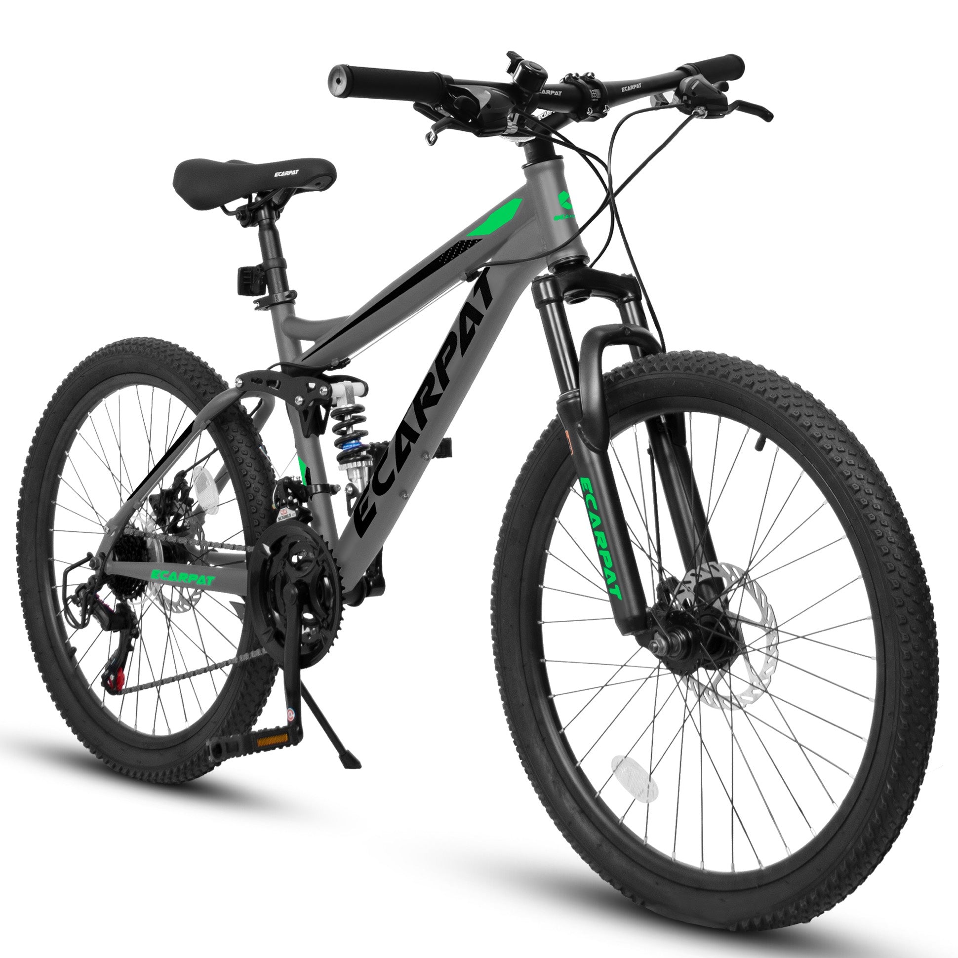 A2760  27.5 Inch Full Suspension Mountain Bike, Front And Rear Dual Shock Absorbers, Mechanical Disc Brakes, 21-Speed, Suitable For Men And Women, Ideal For Travel And Fitness Enthusiasts