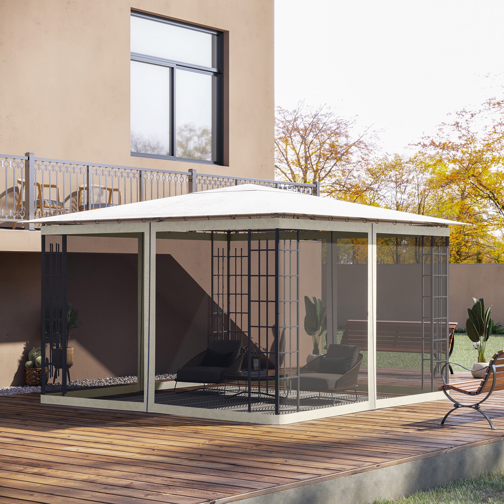 Replacement Mesh Sidewall Netting for 10' x 12' Gazebos and Canopy Tents with Zippers, (Sidewall Only) White