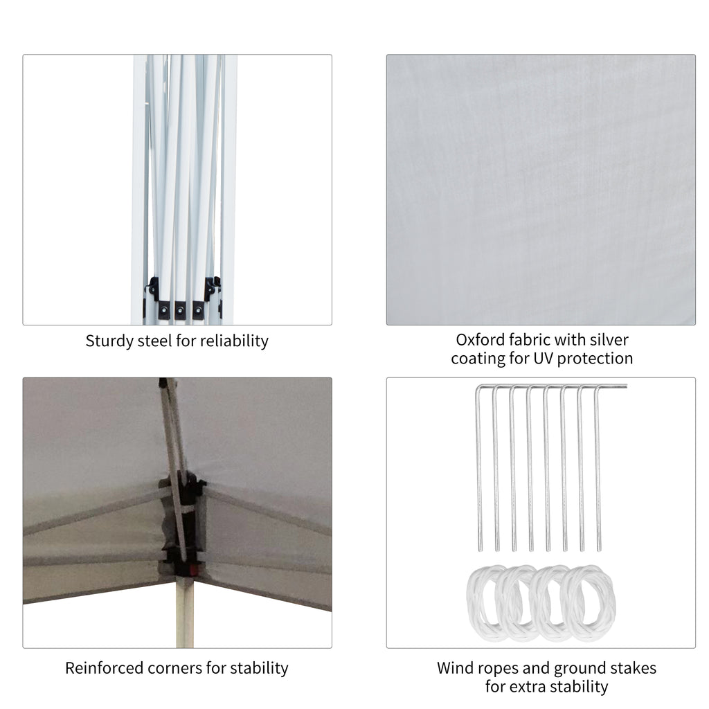 13' x 13' Pop Up Canopy Tent, Instant Sun Shelter, Tents for Parties, Height Adjustable for Outdoor, Garden, Patio, Parties, White