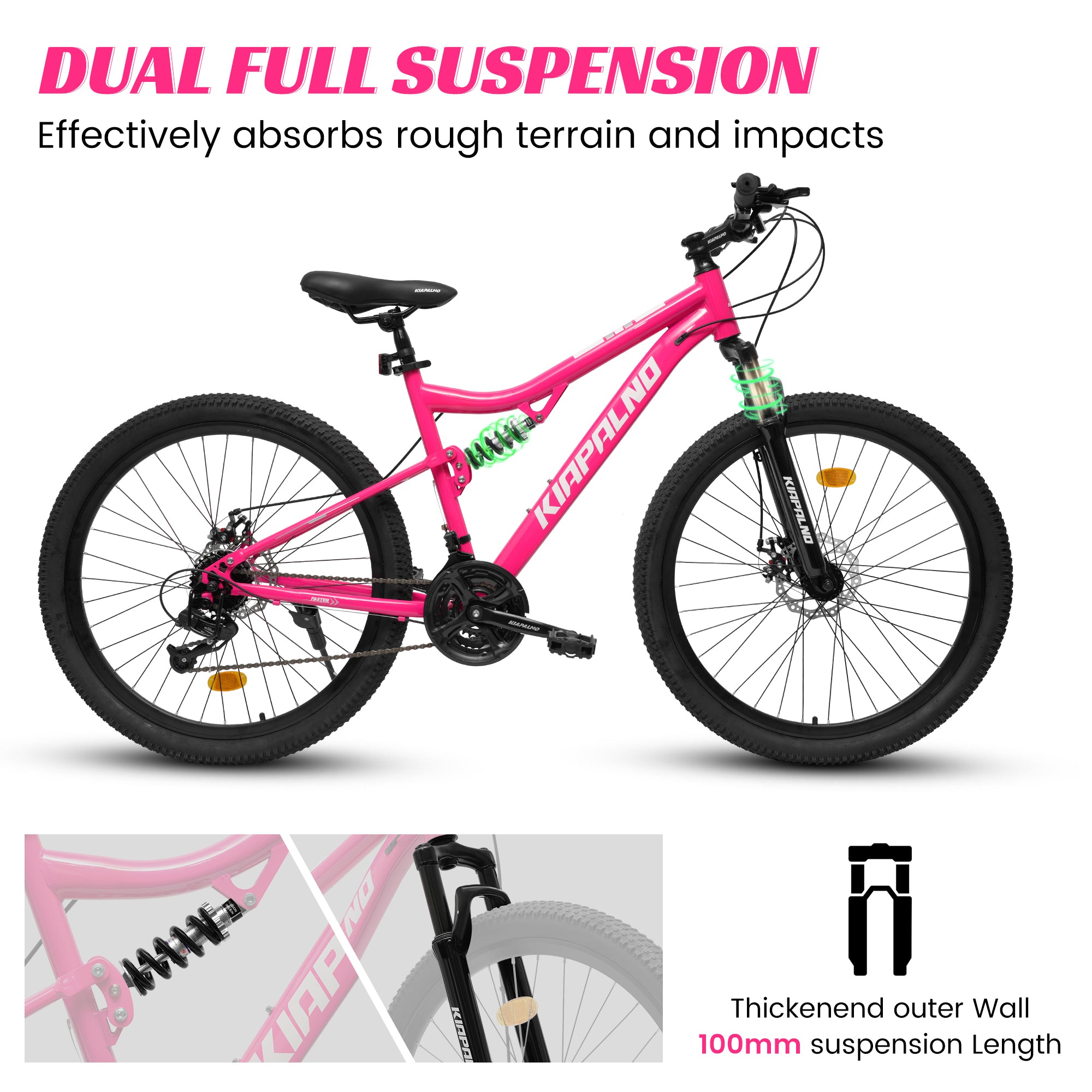 A26304 26 Inch All-Terrain Mountain Bike With Disc Brakes 21-Speed Drivetrain & Durable Carbon Steel Frame Ideal For Men And Women, Perfect For Trail Riding And Touring