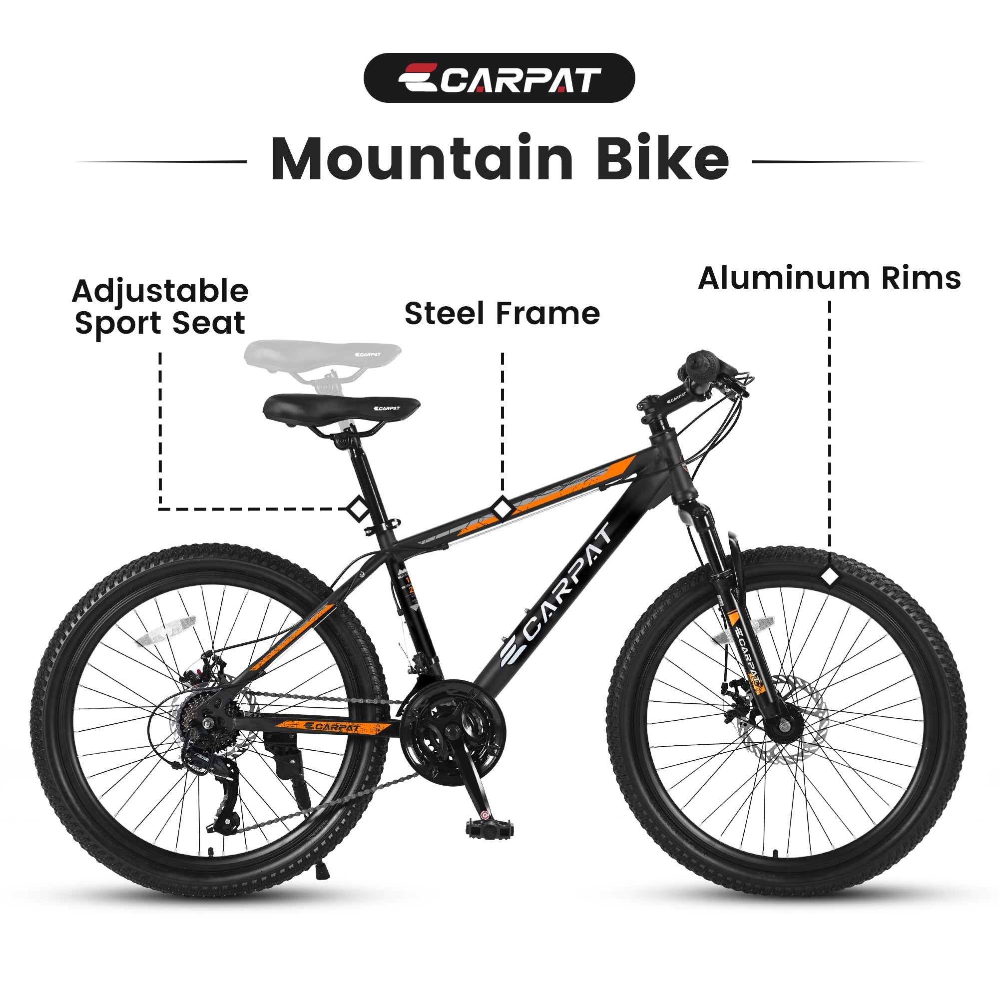 S26102 26 Inch Mountain Bike, Shimano 21 Speeds With Mechanical Disc Brakes, High-Carbon Steel Frame, Suspension Bikes Mountain Bicycle For Teenagers