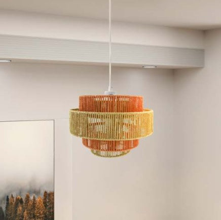 Dorset Pendant Lamp - White And Natural Terracotta