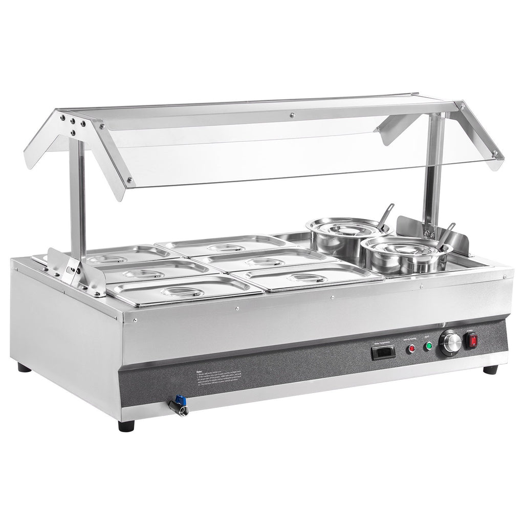 Commercial Soup Warmer Soup Station With Cover 2-Pot & 6-Pan Soup Kettle