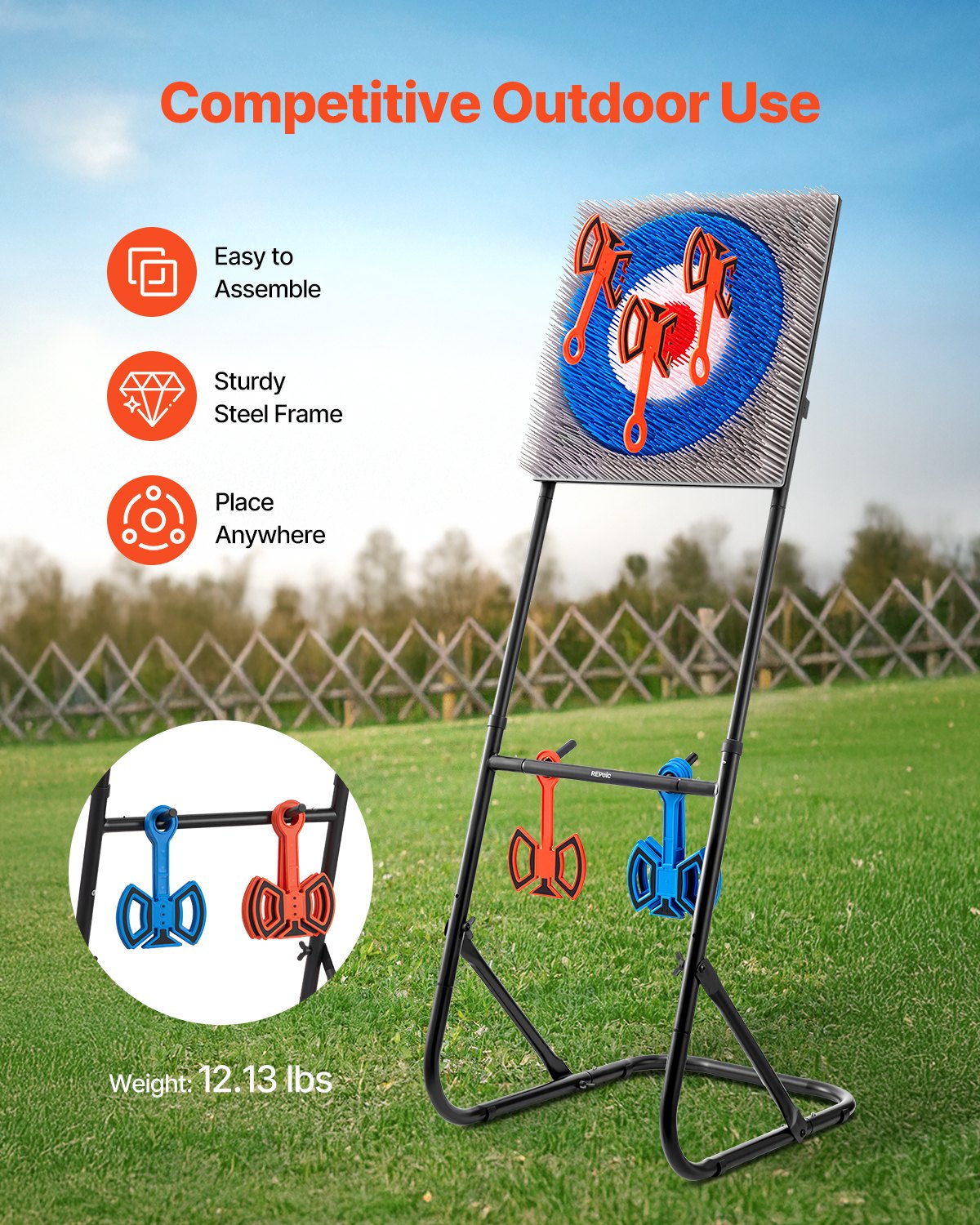 Axe Throwing Game, Plastic Bristle Target With 8 Throwing Axes Set, Foldable Steel Frame, Easy To Store, Stable Placement For Indoor And Outdoor, Backyard, Yard And Carnival Games, Adults Kids