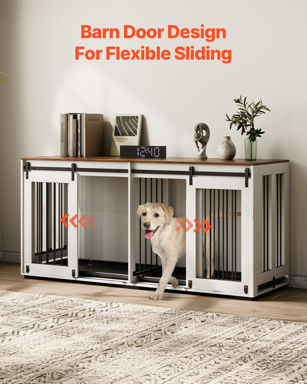 Dog Crate Furniture 72 In Indoor Wooden Dog Kennel With Tray Heavy Duty