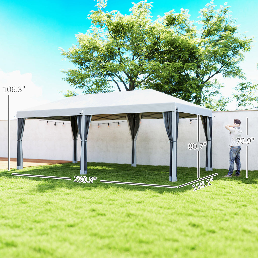 10' x 20' Pop Up Canopy Tent with Netting, Heavy Duty Instant Sun Shelter, Large Tents for Parties with Carry Bag for Outdoor, Garden, Patio, Cream White