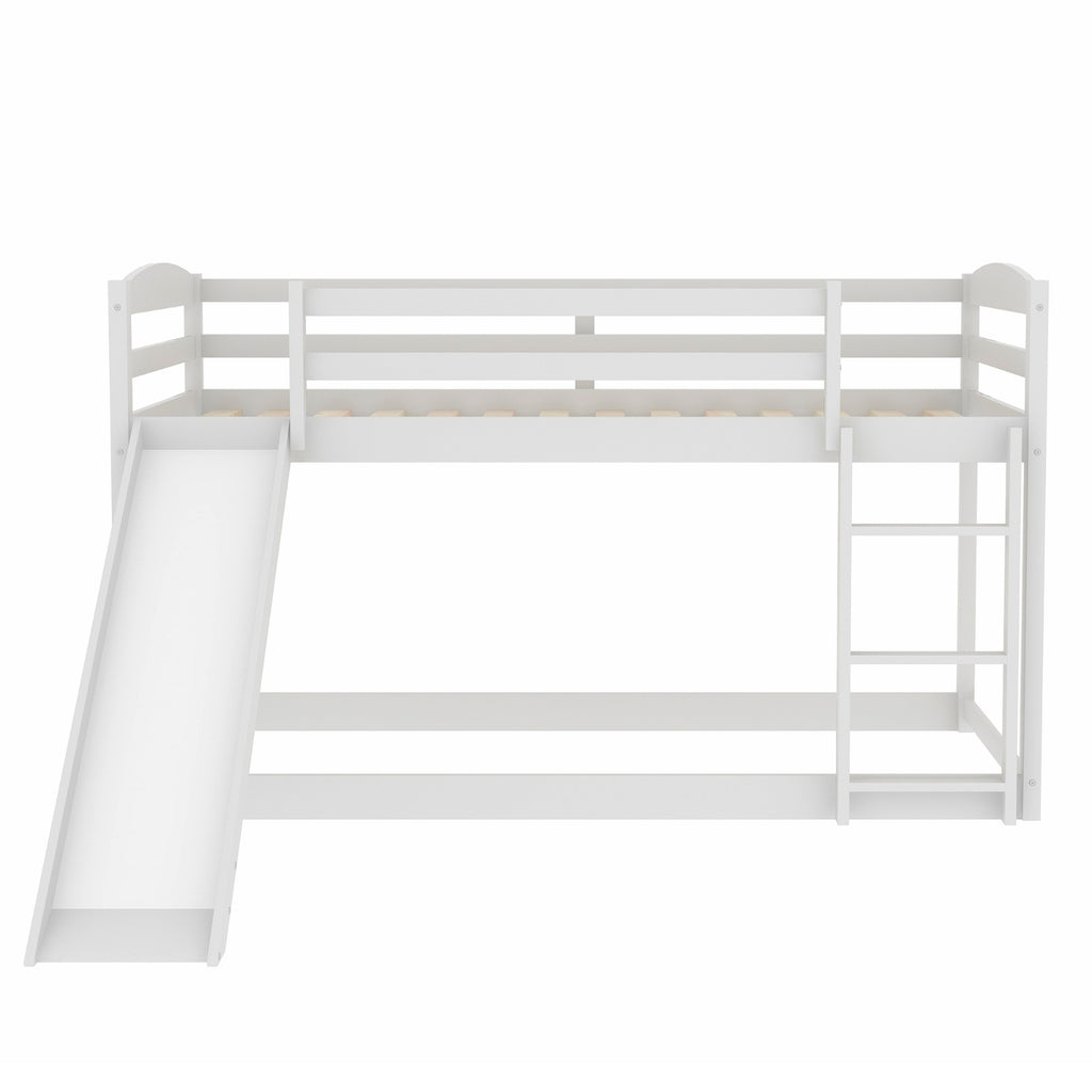 Twin Bunk Bed With Convertible Slide & Ladder, White