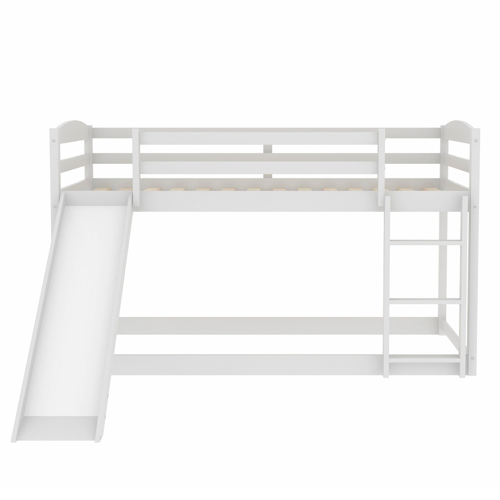 Twin Bunk Bed With Convertible Slide & Ladder, White