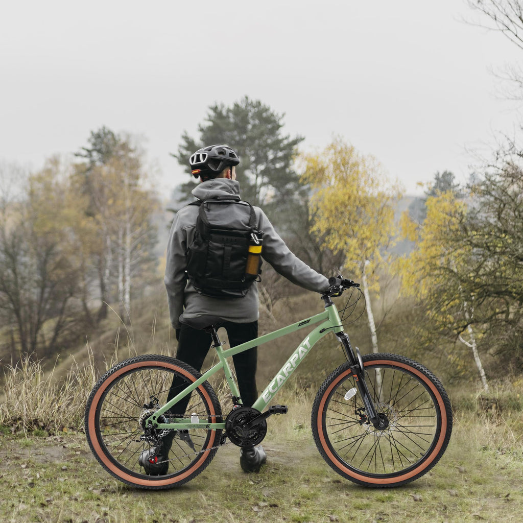 A27301 27.5 Inch Mountain Bike For Adults, Durable High Carbon Steel Frame, Disc Brakes, Stylish Brown Edge Tires, Ideal For Commuting And Outdoor Exploration