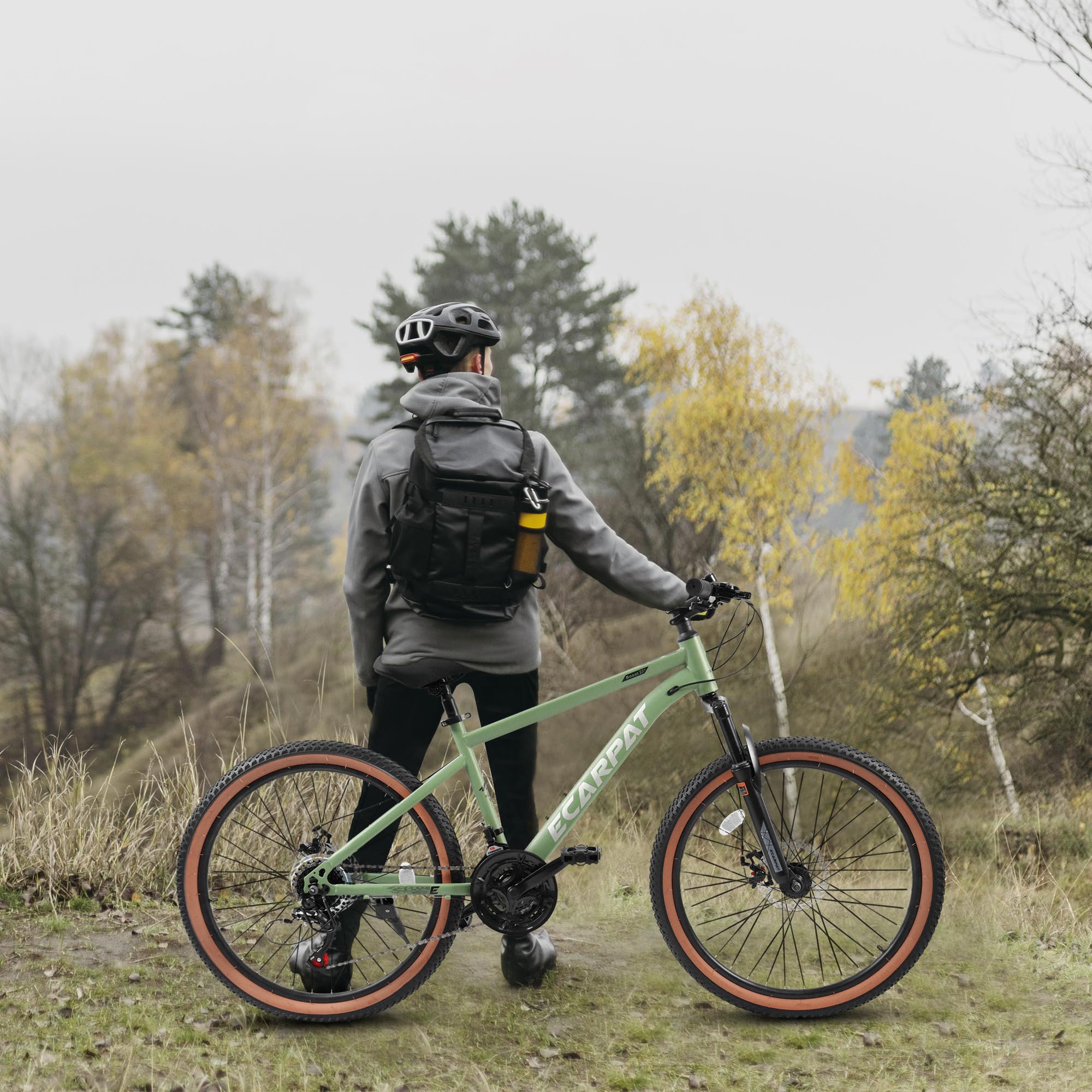 A27301 27.5 Inch Mountain Bike For Adults, Durable High Carbon Steel Frame, Disc Brakes, Stylish Brown Edge Tires, Ideal For Commuting And Outdoor Exploration