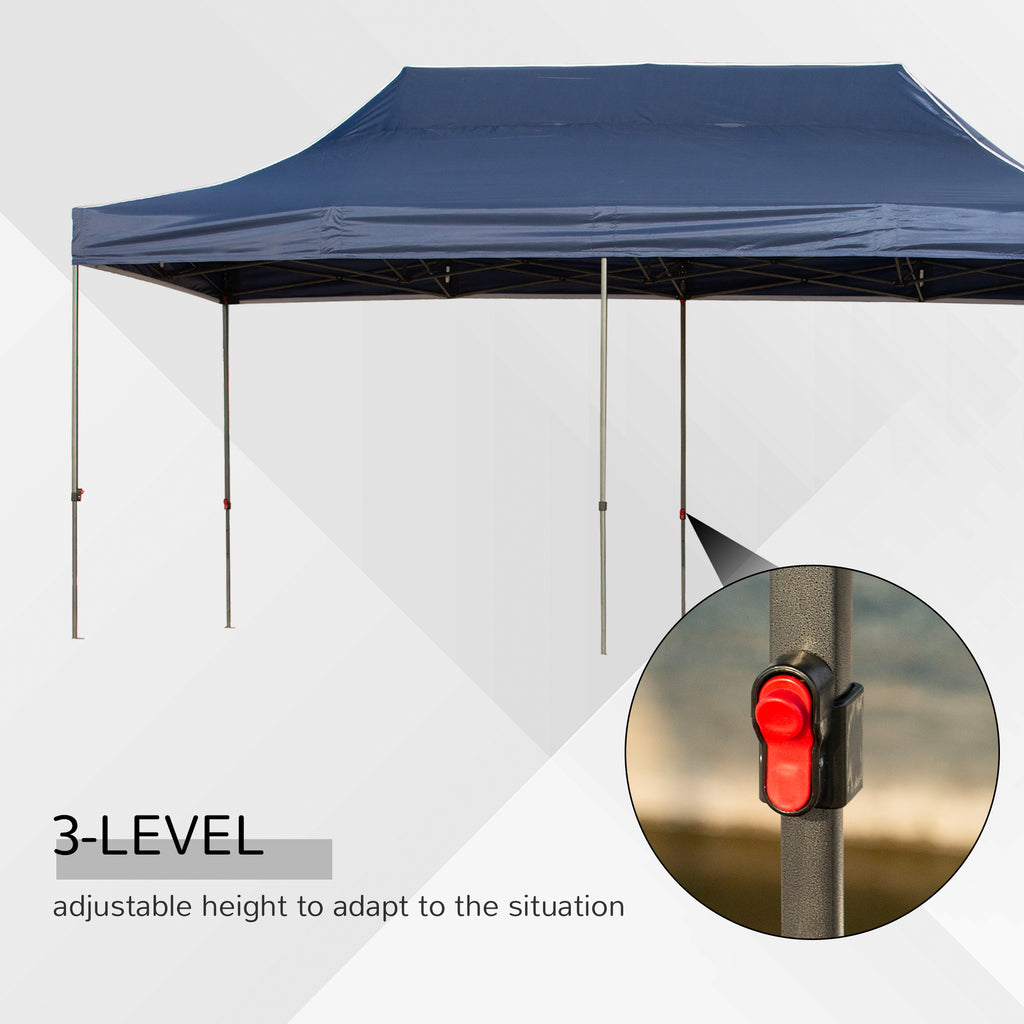 10' x 20' Pop Up Canopy Tent with Sidewalls & Doors, Instant Tents for Parties with Wheeled Carry Bag, Height Adjustable, for Outdoor, Garden, Patio, Blue