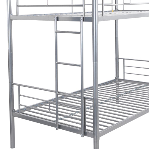 METAL BUNK BED WITH TRUNDLE SILVER