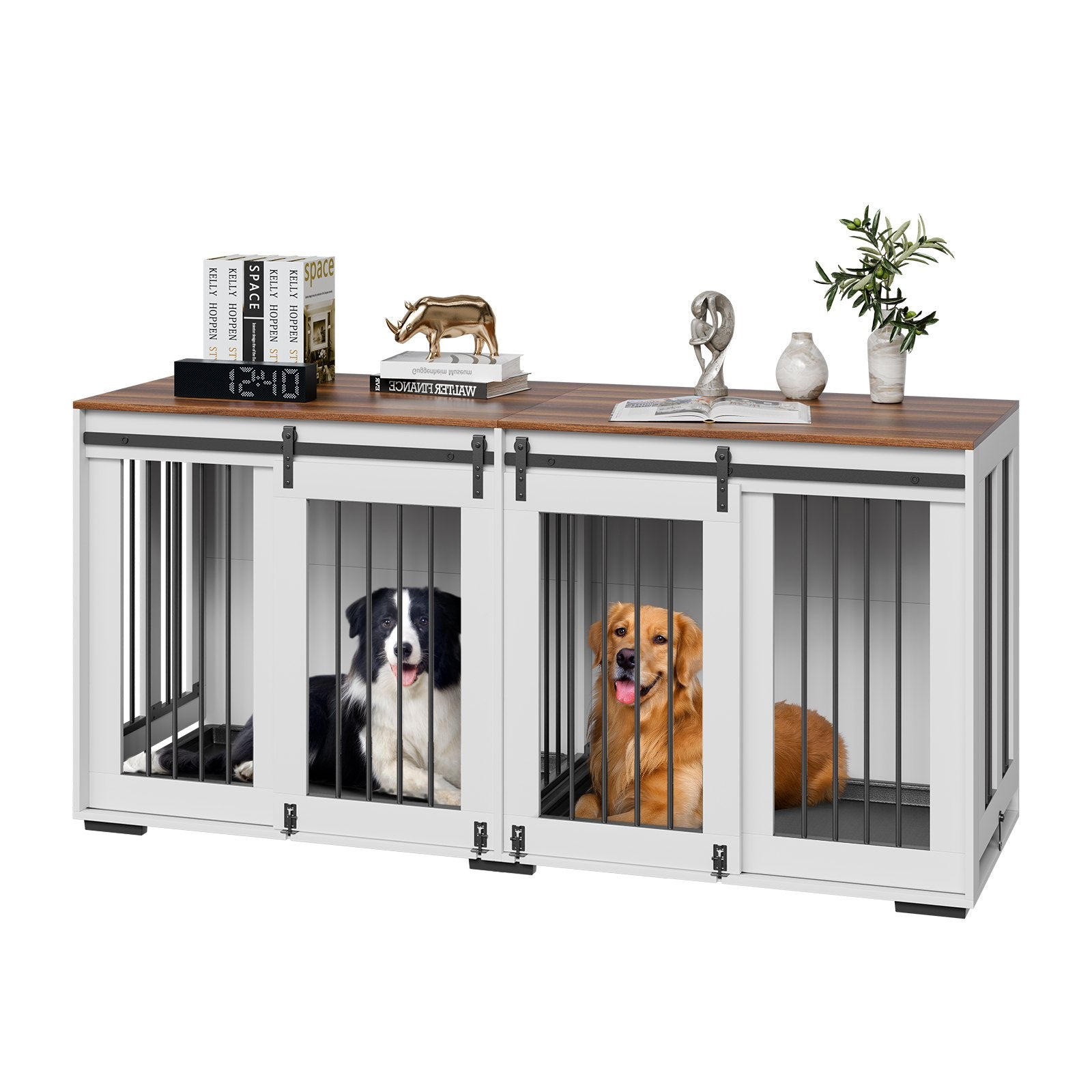 Dog Crate Furniture 72 In Indoor Wooden Dog Kennel With Tray Heavy Duty