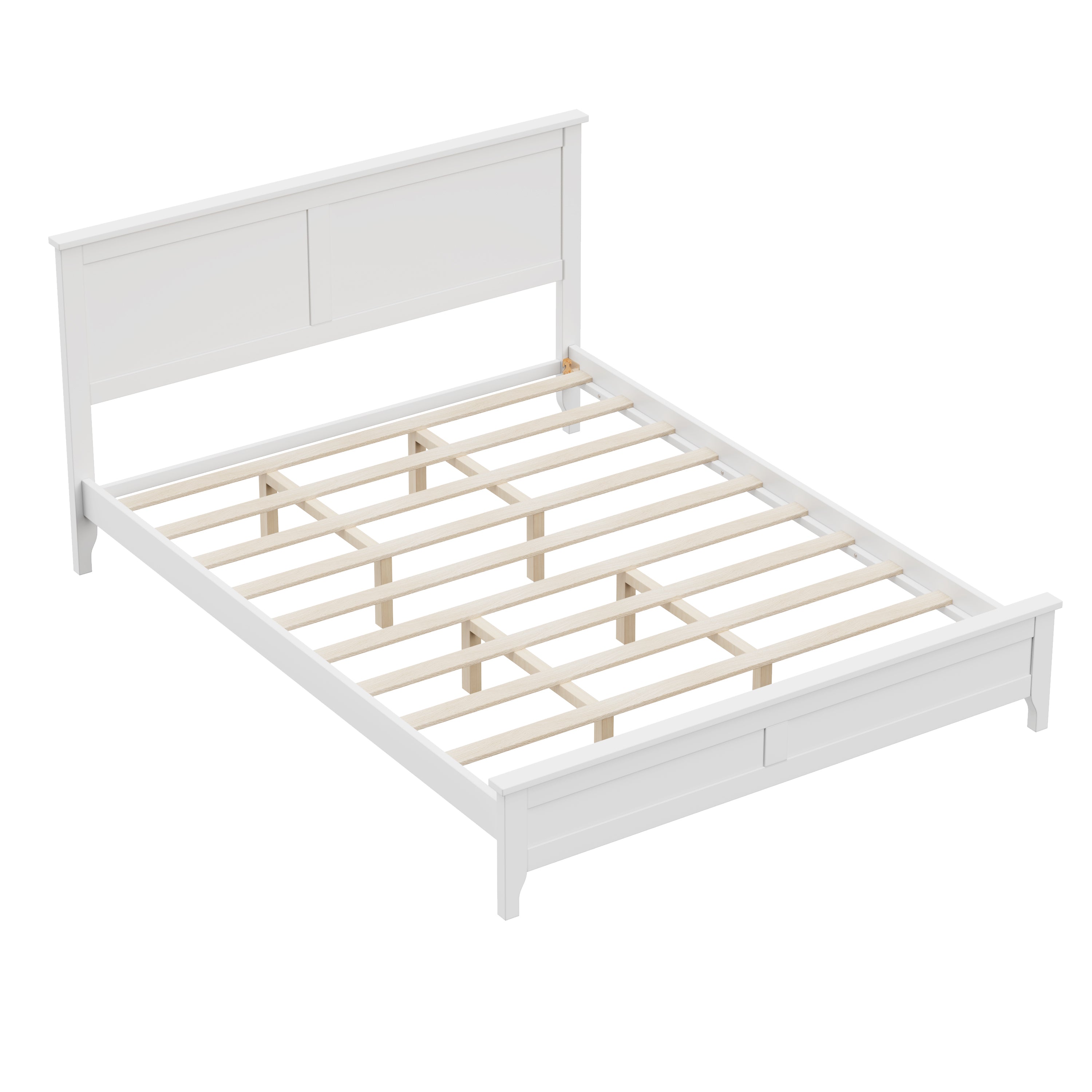 Modern White Solid Wood Queen Platform Bed