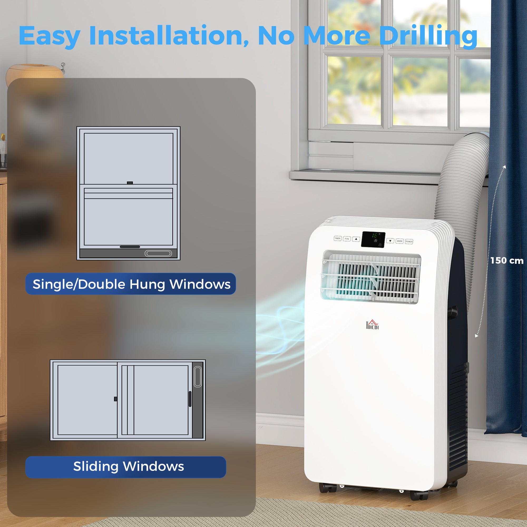 11500 BTU Mobile Air Conditioner, 550 Sq. Ft., AC Unit with Dehumidifier, 24H Timer On/Off, Window Kit