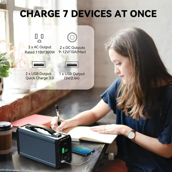 300W Solar Generator, FlashFish 60000mAh Portable Power Station Camping Potable Generator, CPAP Battery Recharged By Solar Panel/Wall Outlet/Car, 110V AC Out/DC 12V /QC USB Ports For CPAP Camp Travel