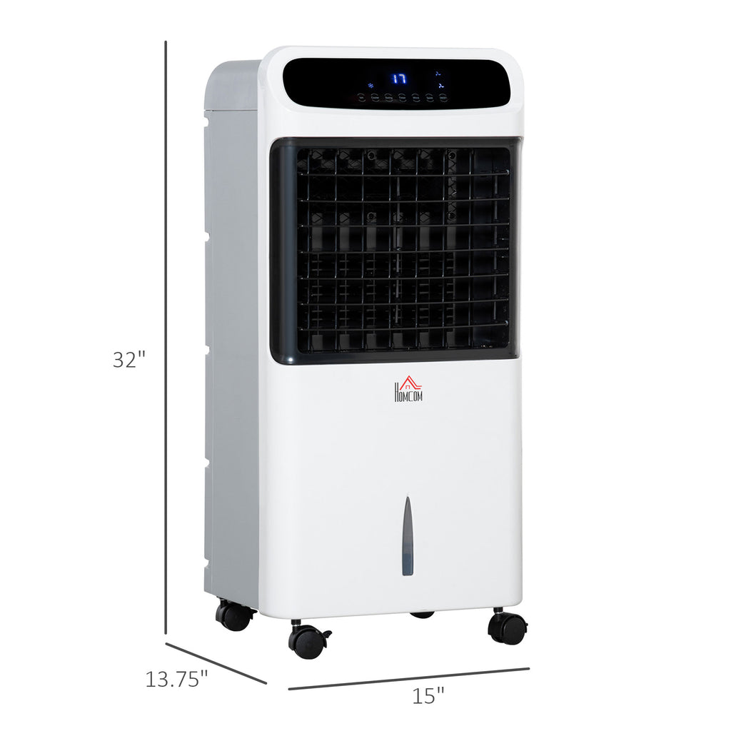 32" Evaporative Air Cooler With 3.2 Gal Water Tank, 60° Oscillating, 3-In-1 Ice Cooling Fan, Portable Swamp Cooler With Humidifier For Home Office, 3 Modes, 3 Speeds, 12H Timer, Remote, White