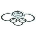 Elegant LED Chandelier with 6 Rings, Ceiling Light with Cool White Lighting for Living Room, Dining Room, or Bedroom, Silver