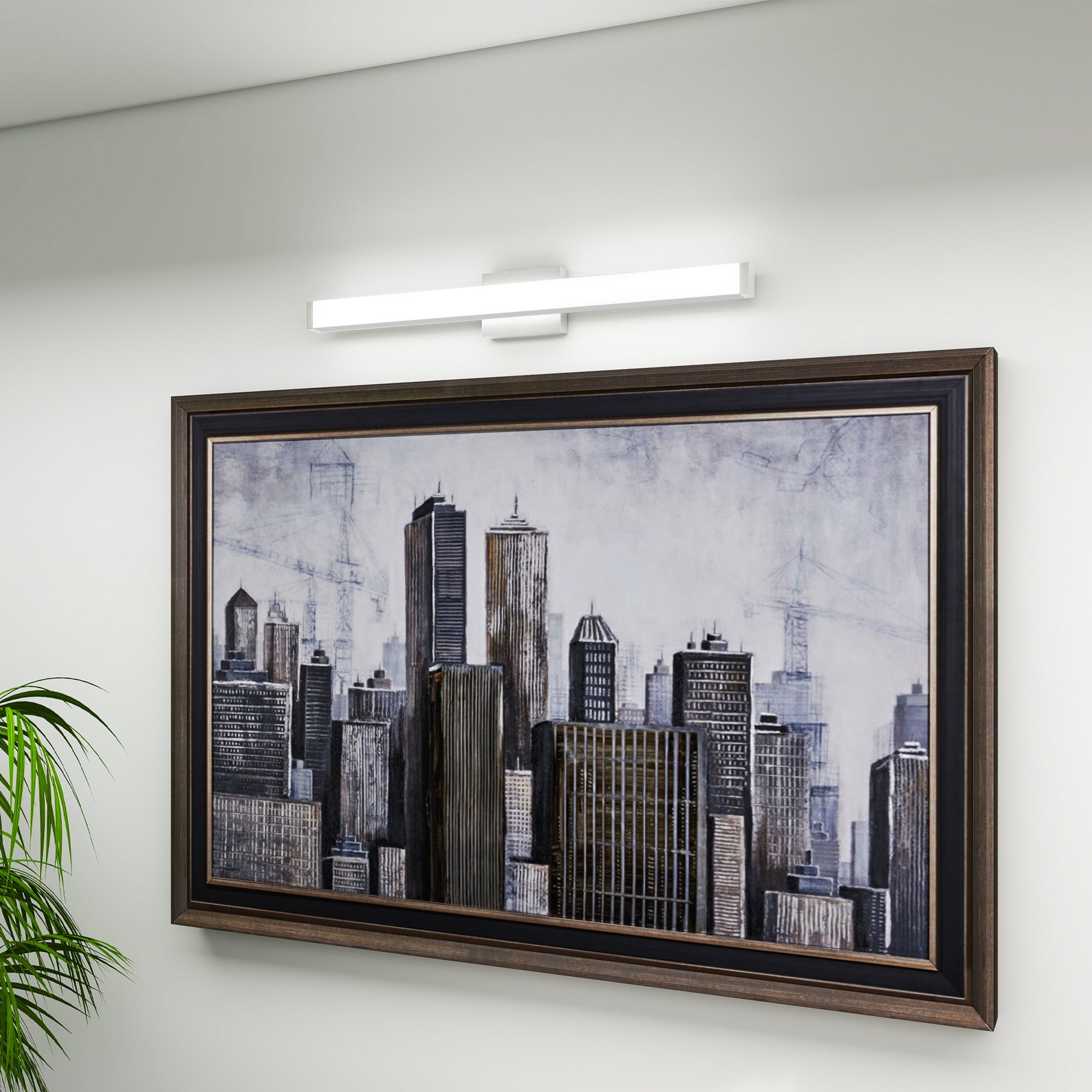 Bathroom Vanity Light Brushed Nickel Square LED 33inch 18W 6000K Cool White Light Wall Bar Lighting Fixtures Over Mirror