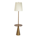 Celestial Modern Floor Lamp With Brass Accent Table With Large White Shade